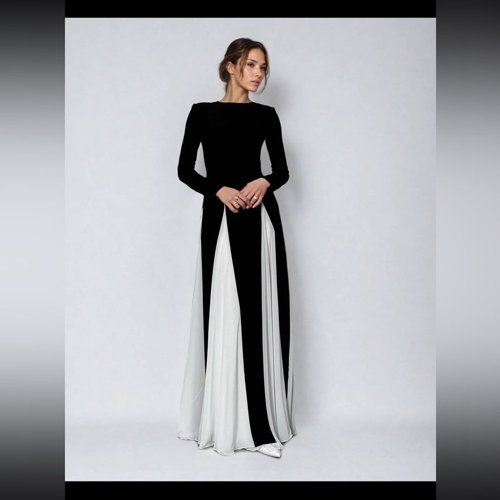 Monochrome Elegant Black and White Evening Gown